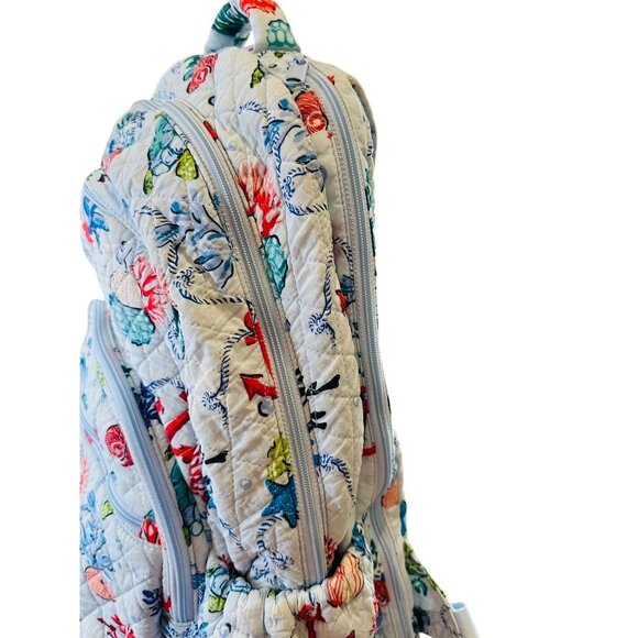 Vera Bradley Sea Life Quilted Backpack Coral Turtle Seahorse Ocean Print Bag - Picture 2 of 16